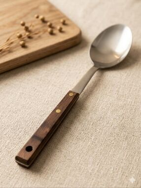 Mikasa Natural Beauty 5272 Large Serving Spoon Vintage Wood Handle Japan MCM